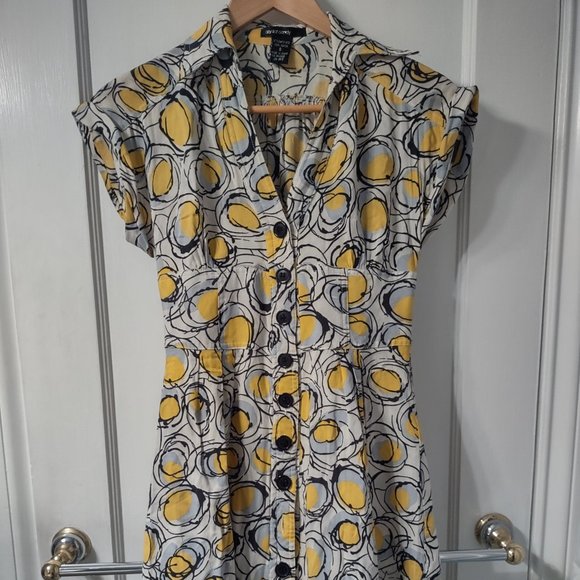 Crystal Candy Button Front Sun Dress with Fun 80's Pattern - Picture 1 of 6